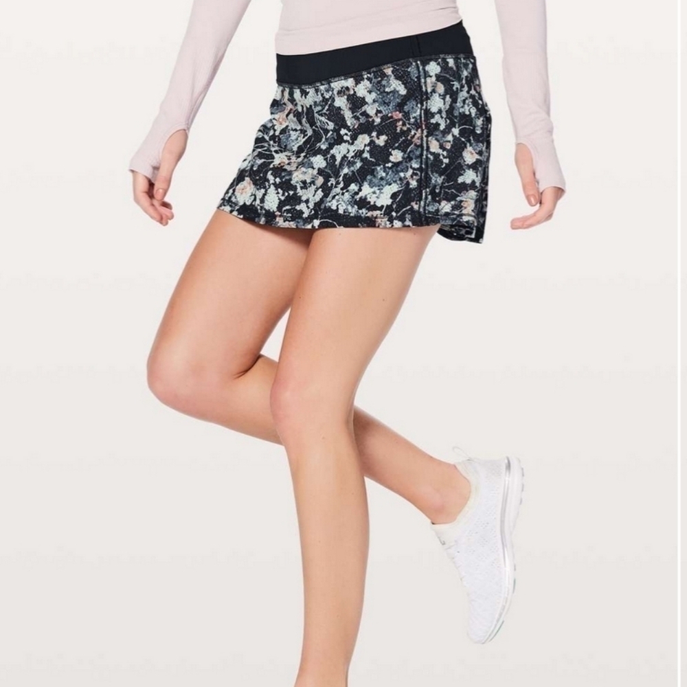 Lululemon Pace Rival Skirt No Panels Spring Bloom Multi Black 6